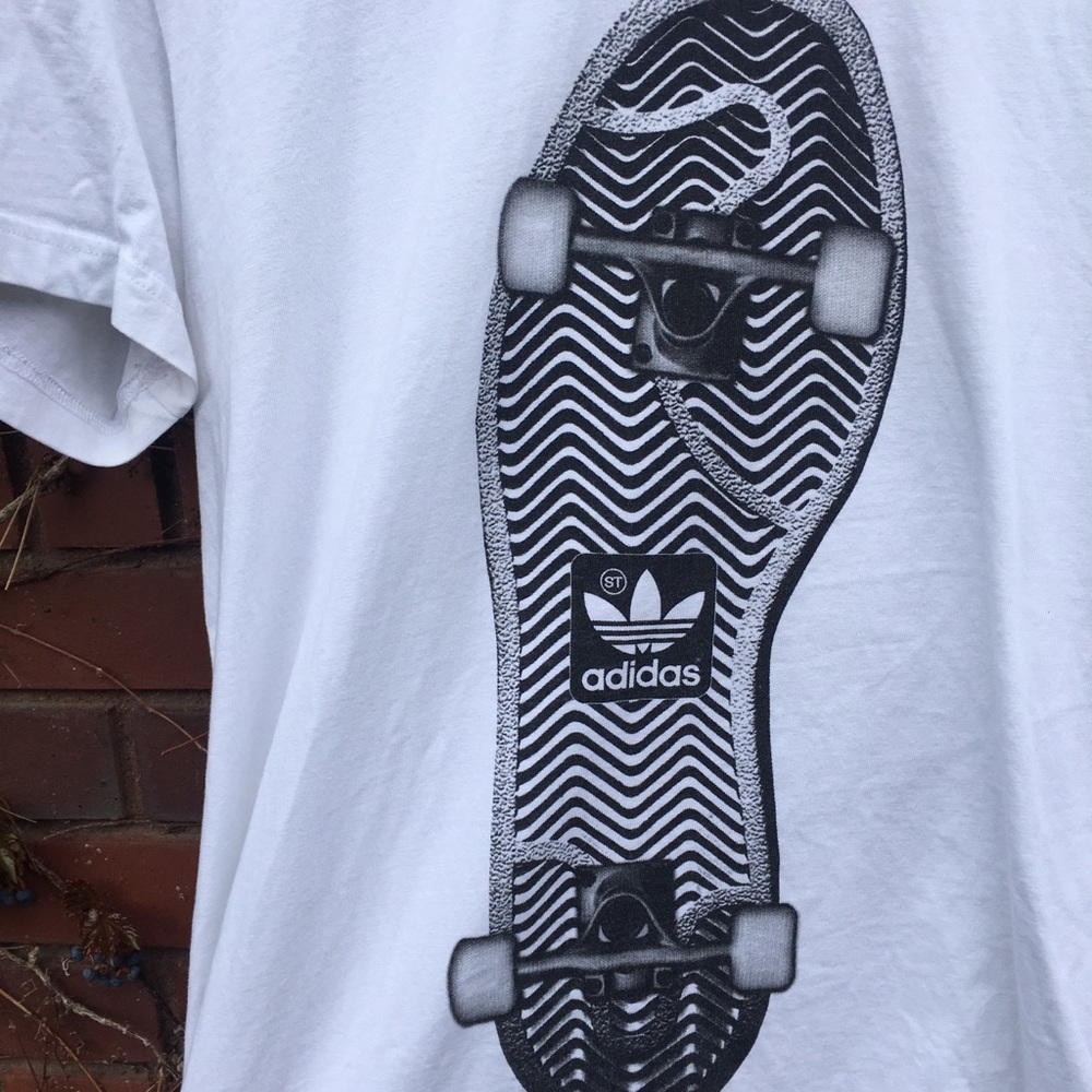 Adidas Roller Slate White Double Stitch T Shirt